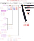 TIG WP9 WP20 WP25 Series Installation diagram with various collet sizes and components for welding setups.