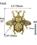 Bee Shape Cabinet Knobs 2 Pack Nature Inspired Single Hole Pulls For Cabinets Dressers Furniture Doors Antique Gold Zinc Alloy Electroplated Finish Rust Resistant, 56mm
