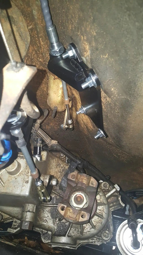 Installed Transfer Case Cable Shifter Kit For 231 Fits Wrangler TJ LJ 1997 2006 Easy Install under vehicle showing connection points