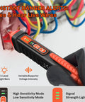 Non Contact Voltage Tester Pen With Dual Sensitivity 12-1000V detecting wires with LED indicators and audible alarms for electrical safety.
