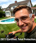 Shop Ready 12 Pack Safety Glasses For The Daily Hustle And Sports, Ansi Z87.1 Rated, clear protective eyewear for outdoor use.