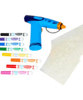 Rad Battery Powered Airbrush Marker Spray Craft Kit Smooth Glide Washable Ink Pens Plus Five Reusable Design Stencils with ink pens and spray handle.