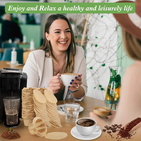 Keurig Compatible Disposable Coffee Filters 300 Pack Natural With Lid No Mess Easy Fill Paper Filters For Keurig Single Serve Machines