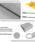 Curved Sun Shade Sail 20x26 Grey Outdoor Canopy For Patio Garden Backyard UV Blocking Permeable 185 GSM HDPE Heavy Duty