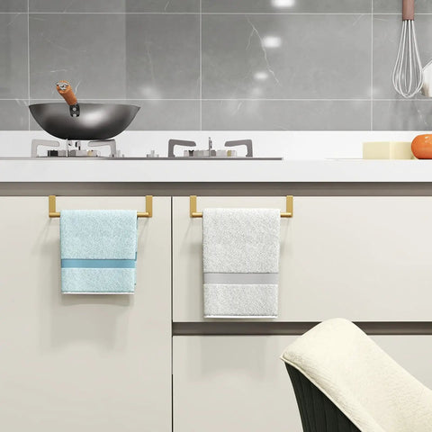 Over The Cabinet Door Towel Rack 2 Pack Gold Stainless Steel Kitchen Towel Holder Hanger For Cupboard No Drill Tool Free Install