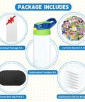 Package includes Six Pack 12 Oz Sublimation Tumbler Blanks For DIY Heat Press Crafting Totally Fun Kids Sippy Cups Stainless Steel