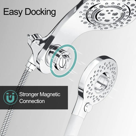 8 Spray Bathtub And Shower Faucet Combo With Dual Shower Heads And Slick Magnetic Handheld 2 In 1 Tub And Shower Trim Kit Chrome Finish