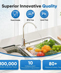 Under Sink Water Filter System With 22,000 Gallons Capacity For Home Use, faucet with filtered water on vegetables
