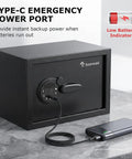 Biometric Safe Box With Fingerprint Lock And Electronic Keypad, Removable Shelf For Valuables Jewelry And Documents, 0.6 Cu Ft Capacity, Perfect For Home Office Or Hotel Use, 9.84 X 13.78 X 9.84 Inches SF002 with Type-C emergency power port