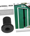 Four Pack Sliding Barn Door Track Spacers And Wall Track Connectors For Durable Support And Reliable Rolling Ideal Replacement Hardware For Barn Doors Garages Basements And More shown with iron spacer and green sliding door.