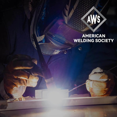Welder using Pro Grade TIG Welding Tungsten Electrode 10 Pack Gold 1.5 Percent Lanthanated WL15 in workshop setting