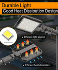 Beastly Bright 150W LED Parking Lot Light With Slip Fitter Mount showing LED chip and heat dissipation features