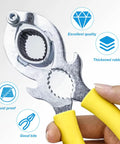6 Piece Faucet Aerator Removal Wrench Kit Including Sink Bubbler Tools And M24 Adapter Nuts, showing rust-proof pliers with rubber grip.
