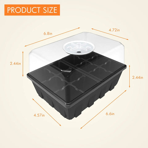 3 Pack Seed Starting Tray Set With 36 Cell Germination Trays And Adjustable Humidity Vented Dome, 6.6 by 4.5 inch size