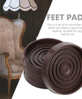 Four pack brown rubber furniture foot pads for chair and table legs non slip round protectors easy to install reduces friction