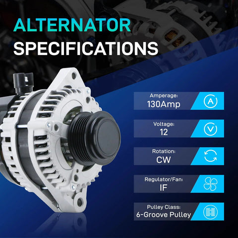 Beefed-Up Drop-In Replacement Alternator For Odyssey, Pilot, And Ridgeline High-Performance 3.5L V6 Fit For 2011-2015 Odyssey shown with specifications