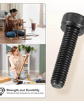 Side view of 10 Pack M2.5 0.45x8 Socket Head Cap Screws Carbon Steel Allen Drive Black Oxide Machine Grade 12.9 Internal Hex Coarse Thread Fasteners For Furniture Frames DIY Builds And Heavy Duty Hardware Assembly with people assembling furniture.