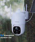 Solar Powered Wireless Outdoor Security Cam With 2K 3MP HD Video 360 Degree PTZ Color Night Vision AI Detection Siren And Spotlight