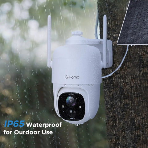 Solar Powered Wireless Outdoor Security Cam With 2K 3MP HD Video 360 Degree PTZ Color Night Vision AI Detection Siren And Spotlight