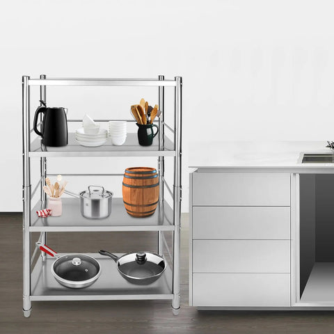 Badass Four Tier Stainless Steel Shelves Heavy Duty Bulk Storage Rack With Wide Adjustable Spacing And Bombproof 800 Pound Capacity Built For Kitchen Warehouse Jobs