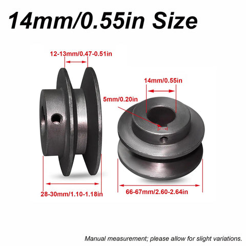 Beefy Cast Iron V Belt Pulley With V Groove For Compressors Table Saws And Woodworking Machines 14mm Shaft 0.55 Inch Precision Groove For High Load Power Transmission 14mm shaft size