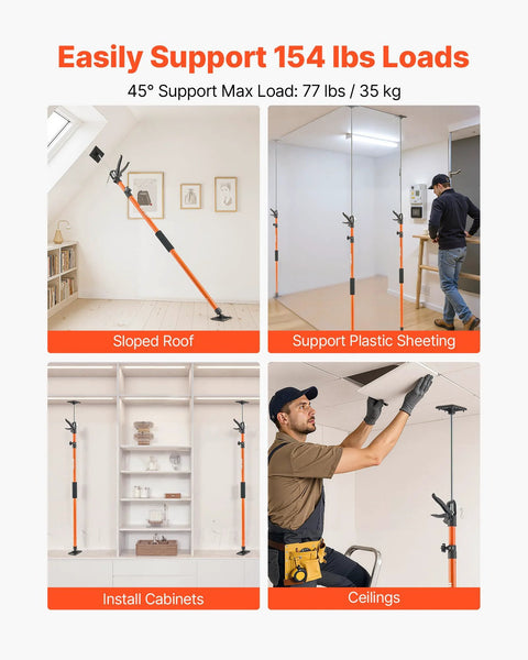 VEVOR cabinet jack support poles, 8-pack orange steel telescoping rods for installing cabinets and lifting drywall