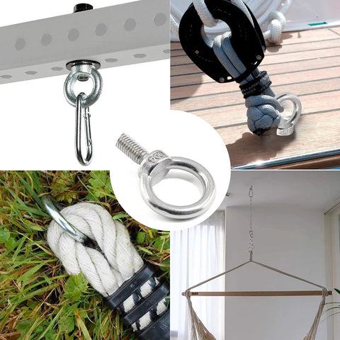 Various uses of 12 Pack M6 Lifting Eye Bolts 304 Stainless Steel Heavy Duty Machinery Shoulder Ring Eye Bolts for hoisting and securing