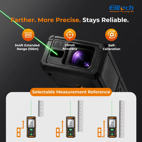 Professional Green Laser Distance Meter With Self Calibration And Dual Power Configuration Offers Dead On Precision Up To 344 Feet For Nailing Wall Layouts And Wrapping Trades Projects Quickly