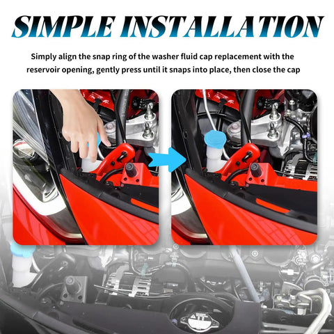 Installation of Windshield Washer Fluid Cap Replacement OEM 38513-SC4-672 for Acura RDX Honda Civic CR V Reservoir Cap.