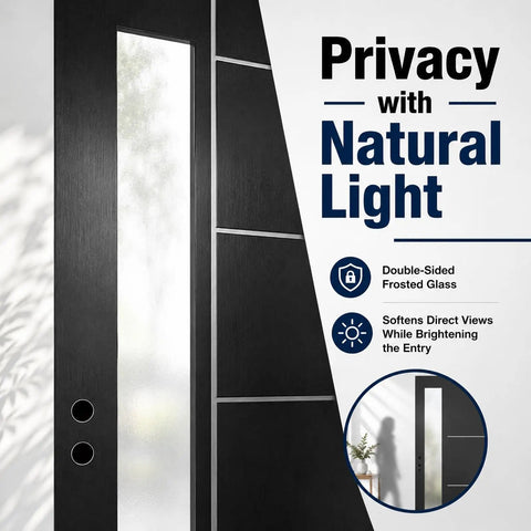 Premium Fiberglass Entry Door With Quick Install Vinyl Frame And True Right Hand Inswing Design Showcasing double-sided frosted glass.