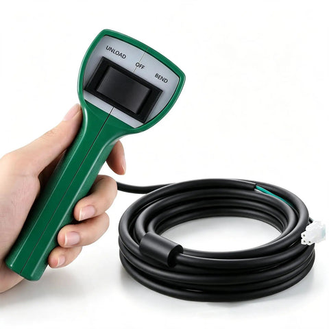 Greenlee 39839 Replacement Pendant Switch For 555C 555CX 853 854 Electric Pipe Bender Handheld Remote Control Wired Socket No Wiring Modification Needed Easy Swap held in hand with black cable.