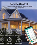 Total Game Changer Smart ZigBee Power Strip With Four Independently Switched Outlets And Custom Timer in use outside a home.