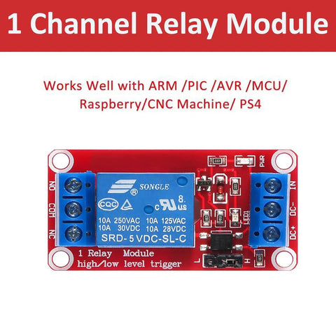 4 Pack 5V Relay Module One Channel Optocoupler with High-Current Switch for Home Projects handles 10A at 250V AC in a single relay module.