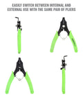 4 In 1 Snap Ring Pliers Set For Internal And External Rings, Heavy Duty Industrial Grade Pro Garage Ready Automotive Tools