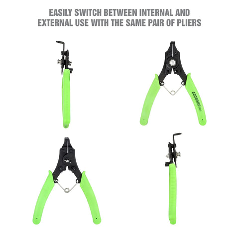 4 In 1 Snap Ring Pliers Set For Internal And External Rings, Heavy Duty Industrial Grade Pro Garage Ready Automotive Tools