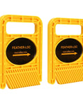 Adjustable Extended Double Featherboard Set Woodworking Track Safety Device Heavy Duty Abs Build With Quick Wedge Lock Hardware For Table Router Fences Built Tough Woodshop Essential That Makes Millwork A Breeze. Two yellow ABS featherboards with grip handles for router safety.