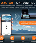 2.5K Front Dash Cam With 1.47 Inch Display, WiFi App Control shown with mobile interface for video sharing