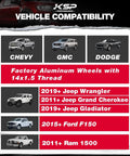 Vehicle compatibility chart for 14x1.50 Lug Nuts Set Black Chrome Closed End Acorn Wheel Lug Nuts 24 Pcs OE Style
