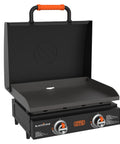 22-Inch Tabletop Griddle With Built-In Hood For Camping And Tailgating, Portable Outdoor Cooking Plate With Dual Heat Zones