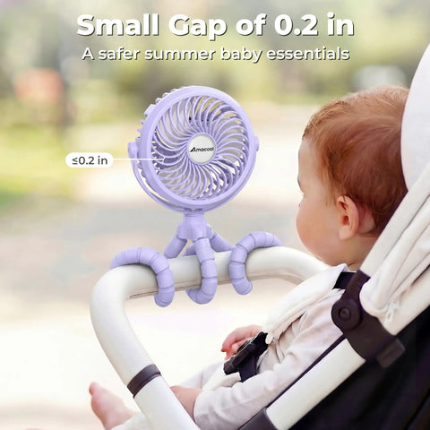 Rechargeable Battery Operated Stroller Fan Clip On For Car Seat Crib Treadmill Wagon And More Portable Baby Travel Essential