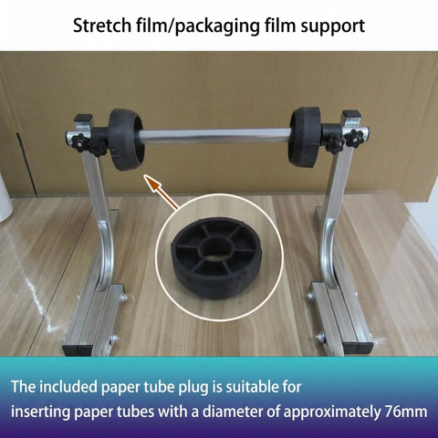 Rock Solid Bubble Wrap Dispenser Stand With Adjustable Plastic Baffles And Heavy Duty Steel Frame for stretch film support.