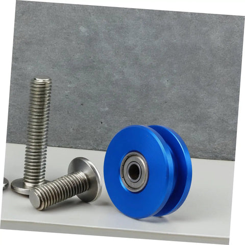 Aluminum U Groove Pulley For Gym Cable System Dual Bearing Silent Roller Stable Home Gym Fitness Gear For Smooth Weight Lifting Compact Quiet Durable Cable Pulley For Any Workout Setup, blue with bolts