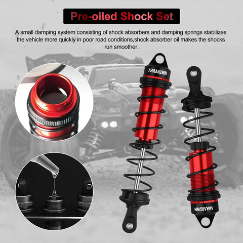 Heavy Duty Adjustable Front 110mm And Rear 130mm RC Shock Absorber Set For 1/8 Scale Buggies And Truggies Built To Handle 6S Power