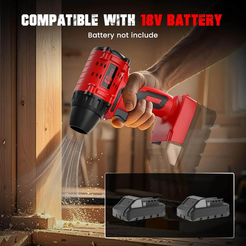 Person using Go-To Air Duster With 380W Brushless Motor, 100,000 RPM, Dust Buster, Compatible With Milwaukee 18V Battery