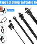 Dope Car Wire Clip Kit Pack Of 200 Universal Harness Clips And Cable Ties showing 4 types of black nylon cable ties
