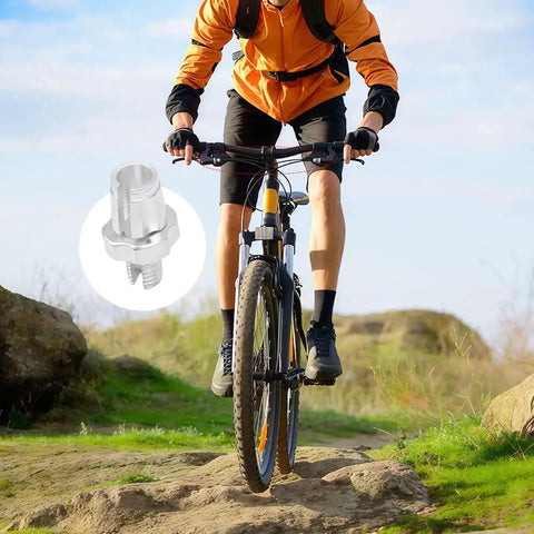 Cyclist with 10 Pack Aluminum Alloy Bike Brake Cable Adjuster Screws 7mm Barrel Adjusters For Mountain And Road Bikes overlay