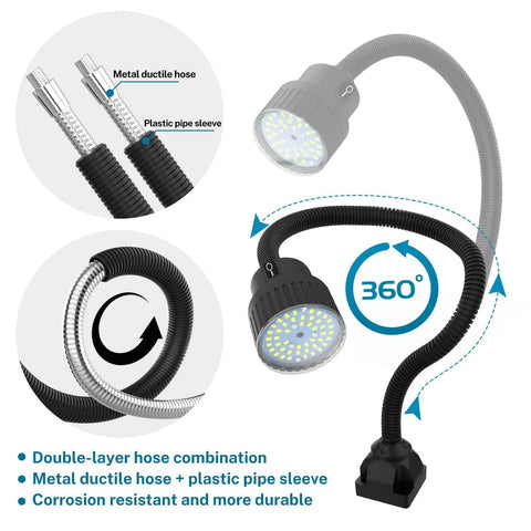Lathe Led Work Light With Dual Gooseneck Waterproof Design 1200 Lumens Beefy Mechanic Lamp with double-layer hose explained