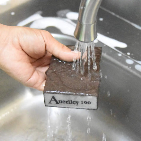 Washing Four Grit Sanding Sponge Set 60 80 120 220 Grits, 4 x 2.8 x 1 Inch Assorted Blocks under water faucet