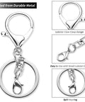Top Shelf Zinc Alloy Lobster Clasps And Keyrings 10 Pack, silver lobster claw clasp with split ring for easy attachment.