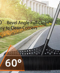 Heavy Duty Outdoor Angle Broom With 20 Inch Wide Base And 51 Inch Extended Handle Sweeper Featuring Stiff Bristles for efficient corner cleaning.